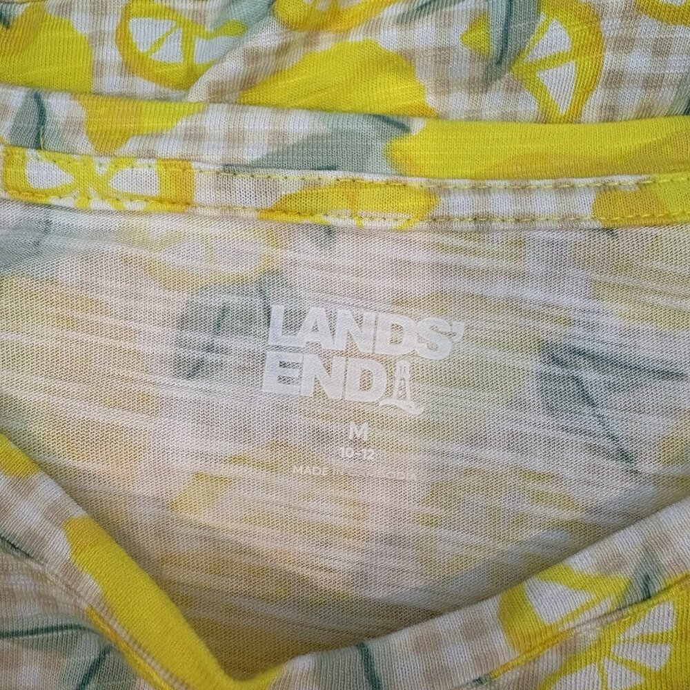 Lands End Slub Jersey 3/4 Sleeve Top Lemon Print SZ Medium 10-12 Summer, Comfort - Picture 7 of 10